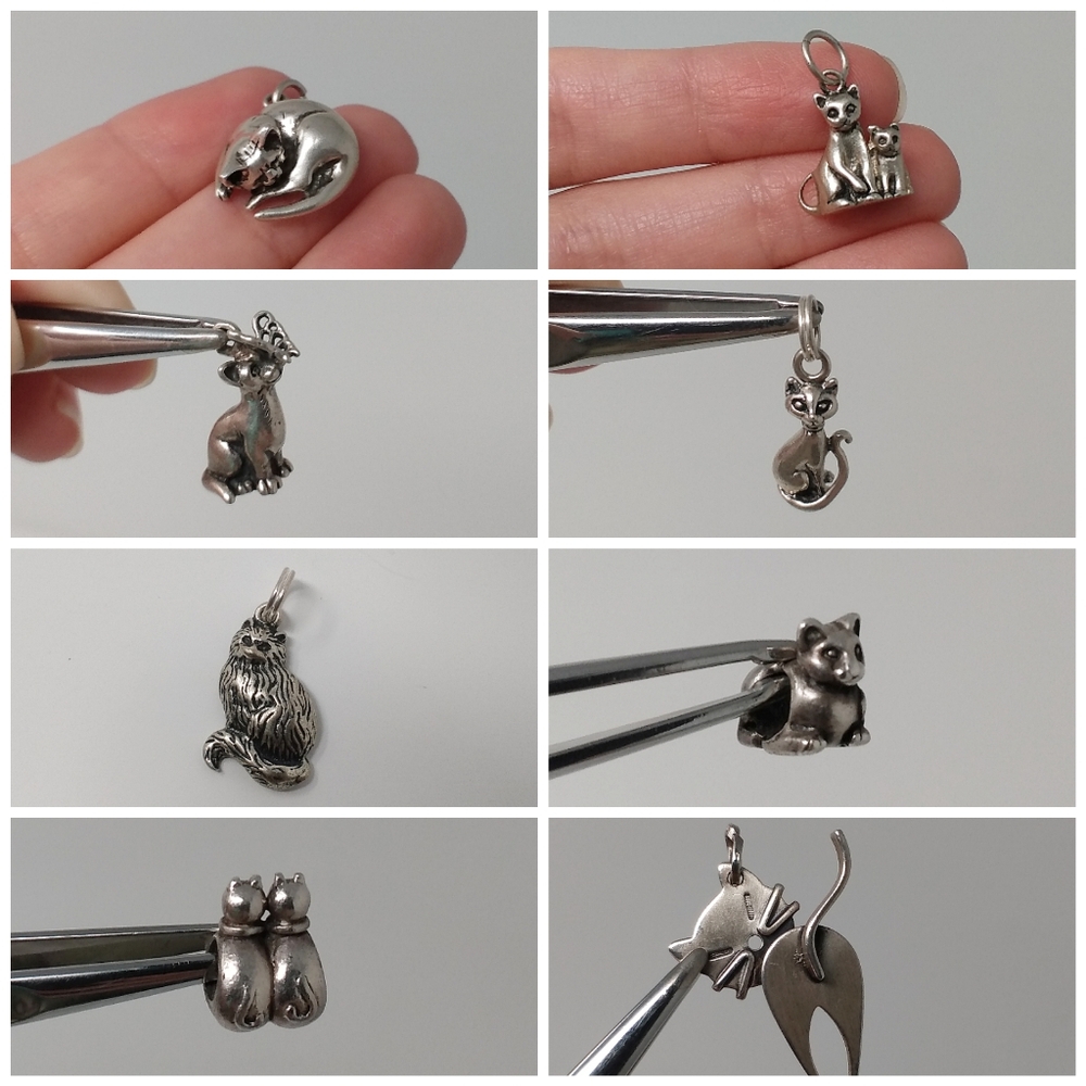 17.7g of 8 vintage sterling silver cat charms - Picture 1 of 8